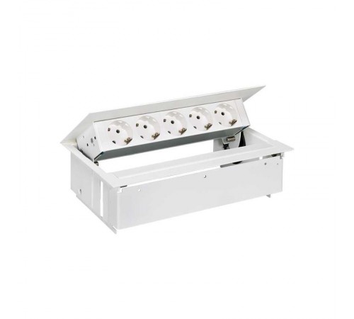 Simon S400 Врезной розеточный блок с крышкой и мет. вводом, 5x2P+E, белый, Simon 400  45505000-130  Simon