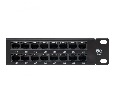 Патч-панель высокой плотности TERACOM PRO 19'' Cat.5E 1U неэкранированная UTP 48 портов RJ-45 Dual IDC с органайзером  TRP-PPNL-5EUTP-C1U48  EKF