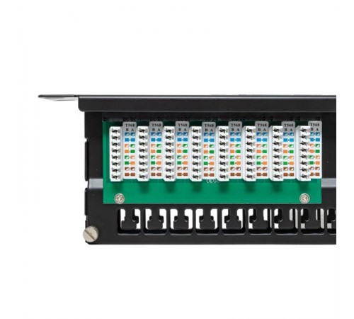 Патч-панель высокой плотности TERACOM PRO 19'' Cat.5E 1U неэкранированная UTP 48 портов RJ-45 Dual IDC с органайзером  TRP-PPNL-5EUTP-C1U48  EKF