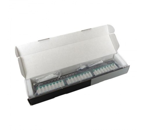Патч-панель высокой плотности TERACOM PRO 19'' Cat.5E 1U неэкранированная UTP 48 портов RJ-45 Dual IDC с органайзером  TRP-PPNL-5EUTP-C1U48  EKF