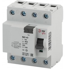 Выключатель дифференциальный (УЗО) (электромеханическое) NO-902-53 ВД1-63 3P+N 100А 30мА Pro  Б0031892  ЭРА