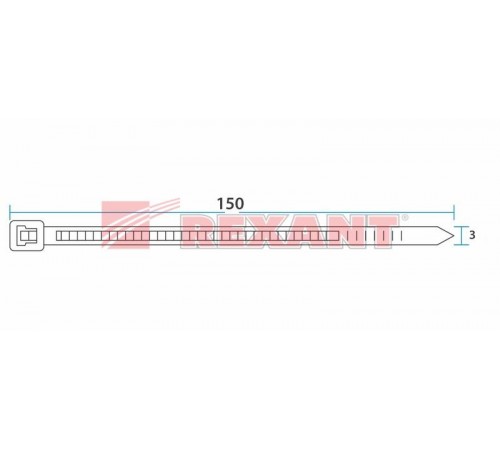 Стяжкa нейлонoвая 150 x 2,5 мм, белая (упак. 100 шт)  07-0150  REXANT