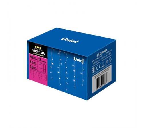 Бахрома без коннекторов светодиодная  с контроллером ULD-B1805-048/DTA WARM WHITE IP20  1,8 м. 48 диодов, шнур прозр.  UL-00005274  Uniel