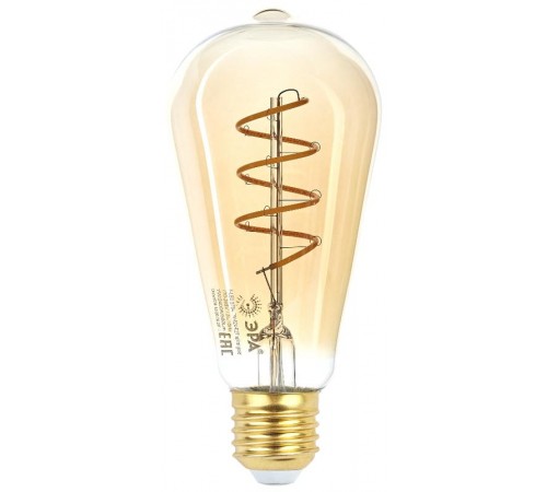 Лампа светодиодная F-LED ST64-7W-824-E27 spiral gold (филамент, спир зол, 7Вт, тепл, E27) (20/960)  Б0047665  ЭРА