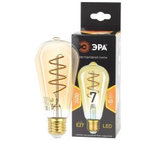 Лампа светодиодная F-LED ST64-7W-824-E27 spiral gold (филамент, спир зол, 7Вт, тепл, E27) (20/960)  Б0047665  ЭРА