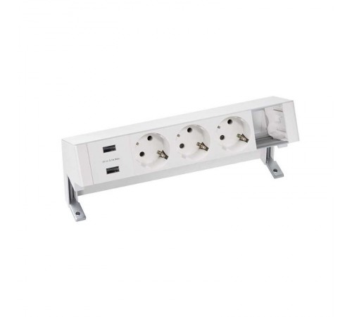 Настольный x5 розеточный блок, 3x2P+E, 2xUSB з/у, 1 пустой модуль, белый, S400  42523000-130  Simon