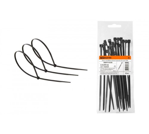 Хомут 2,5х200мм нейлон (черный) (25 штук)  SQ0515-0328  TDM