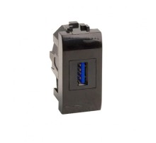 USB 3.0 розетка, Brava, черная, 1 мод.  77300N  DKC