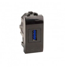 USB 3.0 розетка, Brava, черная, 1 мод.  77300N  DKC