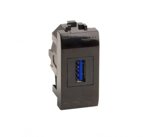 USB 3.0 розетка, Brava, черная, 1 мод.  77300N  DKC