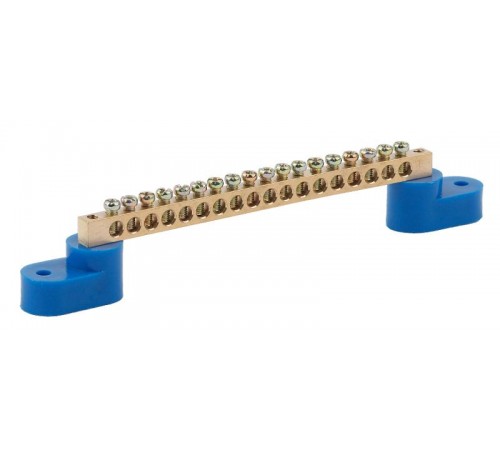 Шина N "ноль" на двух угловых изол ШНИ-6х9-18-У2-синий NO-222-61 Б0033379  ЭРА