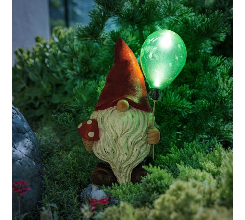Светильник садовый ERASF22-08 из полистоуна Гном Мухомор с шариком 30 см  Б0053360  ЭРА