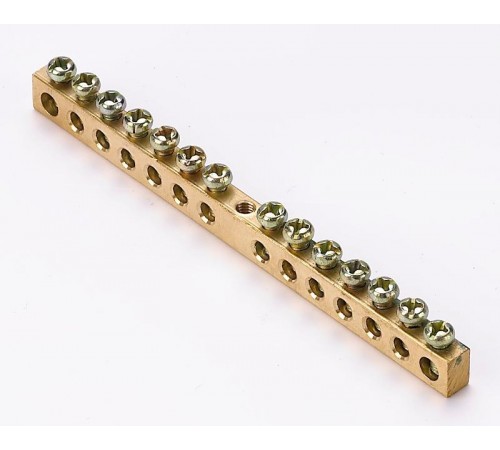 Шина нулевая 14 групп/крепеж по центру, сеч. 6x9  32003DEK  DEKraft