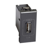 Axolute. Розетка USB для зарядки мобильных устройств 1,1А 230/5В. 1 модуль. Цвет Антрацит  HS4285C1  Legrand