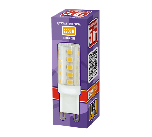 Лампа светодиодная LED 5Вт G9 220В 2700К PLED-G9 капсульная  1032102B  Jazzway