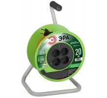 Удлинитель силовой  RP-4-2x1.0-20m на пластиковой катушке без заземления 4 розетки 20м ПВС 2х1мм2   Б0059781  ЭРА