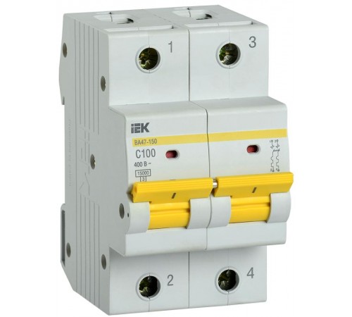 Выключатель автоматический двухполюсный ВА47-150 100А C 15кА KARAT  MVA50-2-100-C  IEK