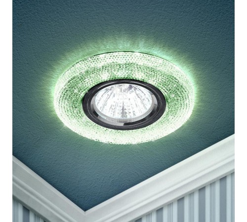 Светильник точечный встраиваемый DK LD1 MR16 3Вт GU5.3 зеленый с подсветкой  Б0018777  ЭРА