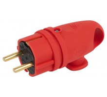 Вилка VX11-R-IP44 каучуковая c заземлением 16А IP44 с кольцом угловая красная  Б0055417  ЭРА