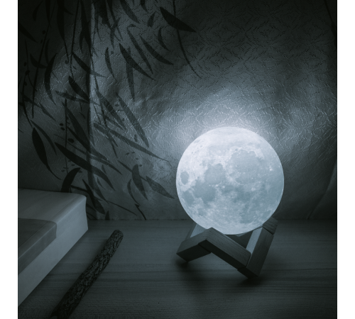 Светильник настольный NN002 3D Луна 1W RGB 5V Li-ion 450mA D10см белый c пультом LED 1/6/24  NN002  Gauss