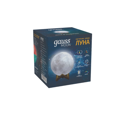 Светильник настольный NN002 3D Луна 1W RGB 5V Li-ion 450mA D10см белый c пультом LED 1/6/24  NN002  Gauss