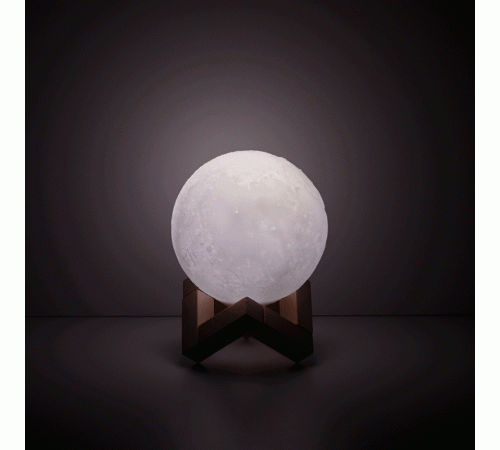 Светильник настольный NN002 3D Луна 1W RGB 5V Li-ion 450mA D10см белый c пультом LED 1/6/24  NN002  Gauss