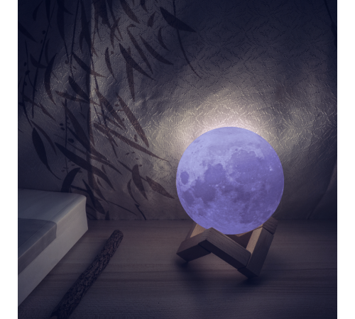 Светильник настольный NN002 3D Луна 1W RGB 5V Li-ion 450mA D10см белый c пультом LED 1/6/24  NN002  Gauss