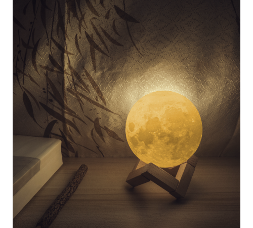 Светильник настольный NN002 3D Луна 1W RGB 5V Li-ion 450mA D10см белый c пультом LED 1/6/24  NN002  Gauss