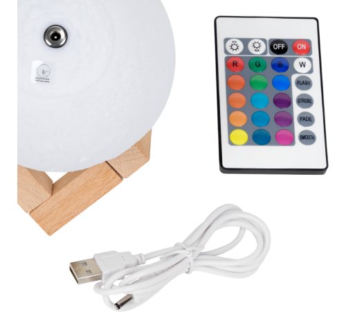 Светильник настольный NN002 3D Луна 1W RGB 5V Li-ion 450mA D10см белый c пультом LED 1/6/24  NN002  Gauss
