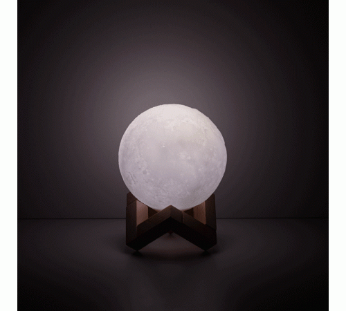 Светильник настольный NN002 3D Луна 1W RGB 5V Li-ion 450mA D10см белый c пультом LED 1/6/24  NN002  Gauss