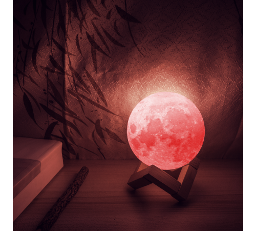 Светильник настольный NN002 3D Луна 1W RGB 5V Li-ion 450mA D10см белый c пультом LED 1/6/24  NN002  Gauss