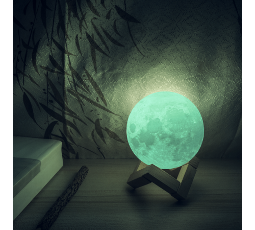 Светильник настольный NN002 3D Луна 1W RGB 5V Li-ion 450mA D10см белый c пультом LED 1/6/24  NN002  Gauss