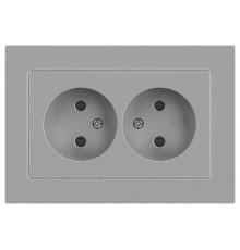 Розетка Intro Accent 6-204-03 2х2P, 16А-250В, IP20, СУ, AL/CU, алюминий  Б0063453  Intro