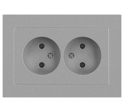 Розетка Intro Accent 6-204-03 2х2P, 16А-250В, IP20, СУ, AL/CU, алюминий  Б0063453  Intro