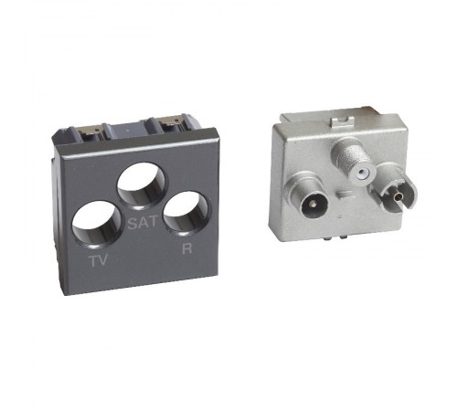 Axolute. Розетка TV-R-SAT для схемы "звезда". Экранированная. 2 модуля. Поставляется в комплекте с лицевыми панелями цветов "Белый", "Алюминий", "Антр