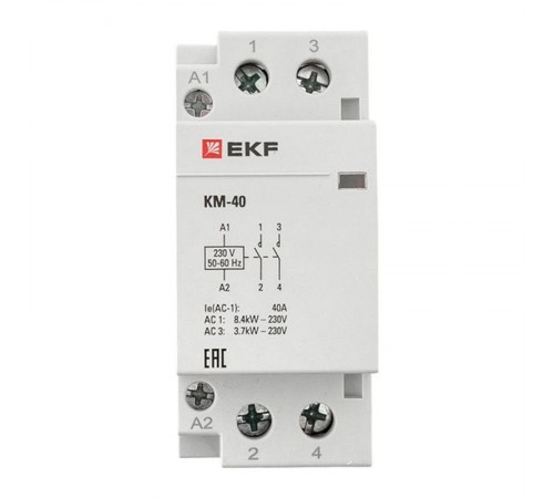 Контактор модульный КМ 40А 2NО (2 мод.) EKF PROxima  km-2-40-20  EKF