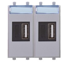 USB зарядное устройство модульное, "Avanti", "Закаленная сталь", 2модуля  4404542  DKC