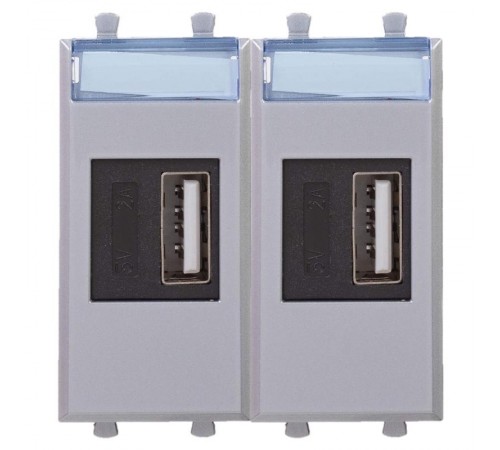 USB зарядное устройство модульное, "Avanti", "Закаленная сталь", 2модуля  4404542  DKC