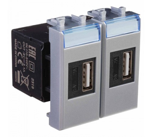 USB зарядное устройство модульное, "Avanti", "Закаленная сталь", 2модуля  4404542  DKC
