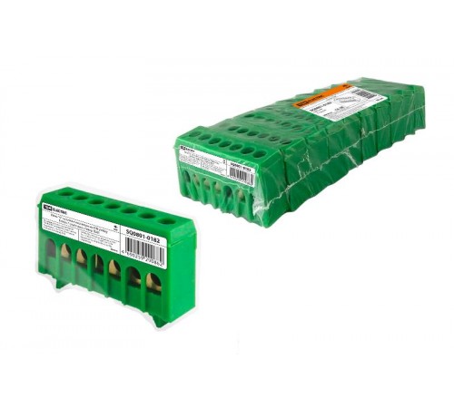 Шина "N" нулевая в изоляторе на DIN-рейку 6x9мм 7 групп инд. стикер  SQ0801-0182  TDM