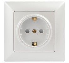 Розетка Intro Solo 4-206-06 с заземлением 2P+E Schuko со шторками, 16А-250В, IP20, СУ, перламутр  Б0053686  Intro