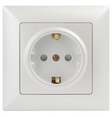 Розетка Intro Solo 4-206-06 с заземлением 2P+E Schuko со шторками, 16А-250В, IP20, СУ, перламутр  Б0053686  Intro