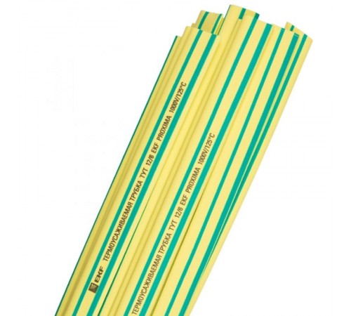 Термоусаживаемая трубка ТУТ нг 14/7 желто-зеленая EKF PROxima  tut-14-yg-1m  EKF