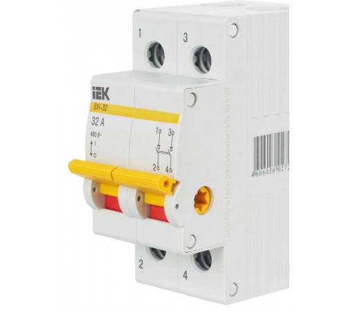 Выключатель нагрузки модульный (мини-рубильник) ВН-32 2Р 32А  MNV10-2-032  IEK