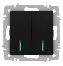 Выключатель Intro Accent 6-105-05 двойной с подсветкой, 10А-250В, IP20, СУ, AL/CU, антрацит  Б0063516  Intro