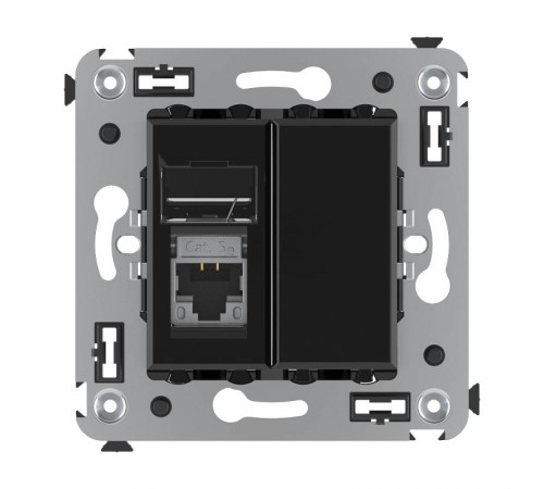 Компьютерная розетка RJ-45 в стену, кат.5e одинарная экранированная, "Avanti","Черный квадрат"  4402363  DKC