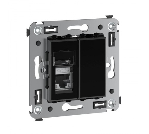 Компьютерная розетка RJ-45 в стену, кат.5e одинарная экранированная, "Avanti","Черный квадрат"  4402363  DKC