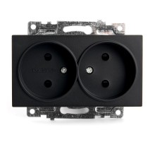 Розетка 2-местная с защитной шторкой (механизм) б/з, 250В, 10А, серия Катрин, GLS10-7113-05, черный  39611  STEKKER