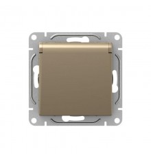 Механизм розетки, 16А, IP44, с заземлением, со шторками, c крышкой, шампань Эпика  UP1-SOC-111-44 EKF