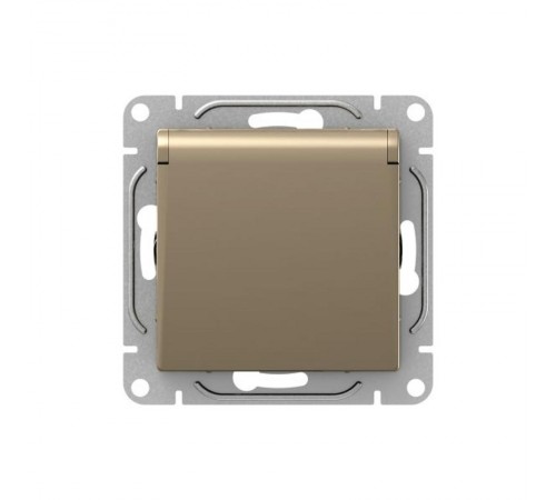 Механизм розетки, 16А, IP44, с заземлением, со шторками, c крышкой, шампань Эпика  UP1-SOC-111-44 EKF